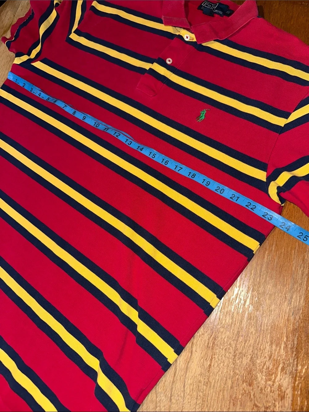 Ralph Lauren Red Polo with Navy and Yellow Stripes